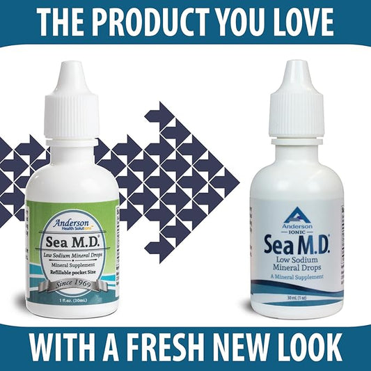 Anderson Sea M.D. Concentrated Trace Mineral Drops, Ionic Electrolyte Magnesium Supplement, Aids in Muscle Cramps, Liquid Magnesium and Trace Mineral, Easy to Take (1 Ounce)