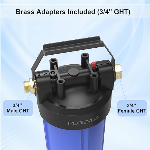 PHB10 RV Water Filter System, 0.2 Micron 2-in-1 Inline Water Filter, Reduces Sediment, Chlorine, VOCs, Bad Taste & Odor, 3/4" GHT Adapter, for RV, Camper, Travel Trailer, Boat & Outdoor Use