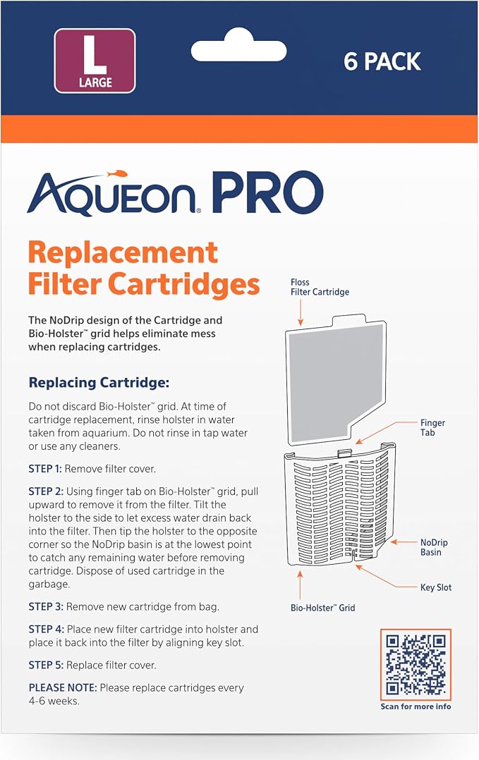 Aqueon PRO Replacement Filter Cartridges Large 6 Pack