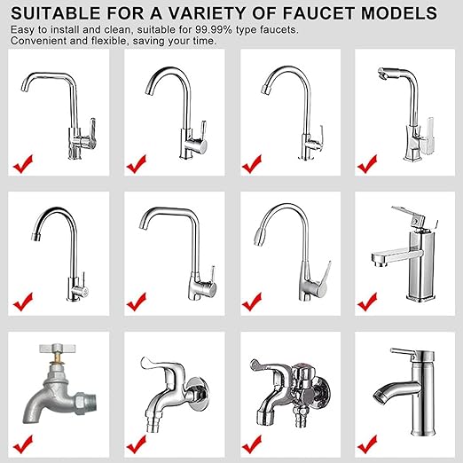 YOTAN 2 Pcs of Sink Water Filter Faucet and 5 Filter Elements Set, Sink Faucet Filter 360°Rotating, Bathroom Faucet Filter Removes Visible Sediment Hard Water, Easy Install, for Bathroom Kitchen Sink