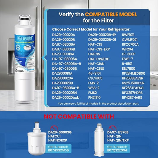 ICEPURE DA2900020B Refrigerator Water Filter Replacement for Samsung DA2900020A, HAF-CIN/EXP, HAFCIN, KENMORE 469101, RF23J9011SR, RF28HFEDBSR, RF4267HARS, RF28HMEDBSR, DA29-00020B-1, 4PACK