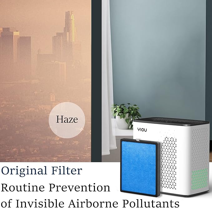 YIOU Air Purifier R1 Replacement Filter, 3-in-1 Pre-Filter, True HEPA Filter, High-Efficient Activated Carbon Filter(Original), Blue