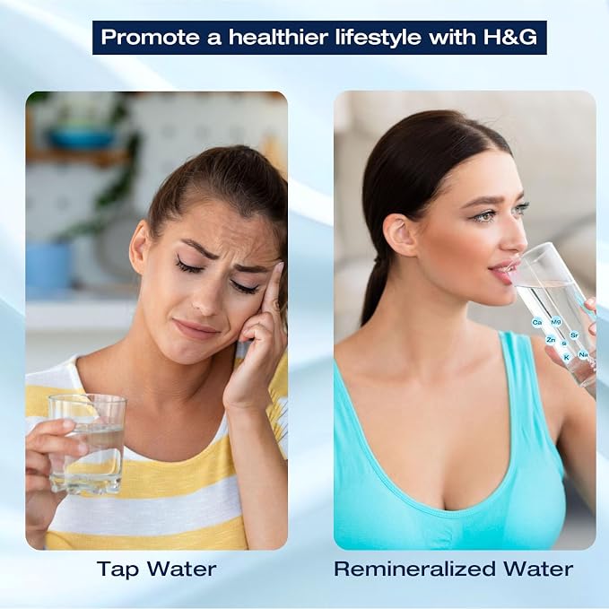 H&G Lifestyles Remineralization Filter,Mineral Water Filter 1,500 Gallons | Water Remineralizer for Reverse Osmosis with 1/4" Quick Connect Thread, Restore Essential Minerals for RO Water System