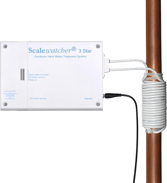 Scalewatcher 3 Original Electronic Descaler | USA Made & Patented Hard Water Softener/Conditioner Alternative | 600mA Chemical-Free and Salt-Free Electric Limescale Preventer and Remover