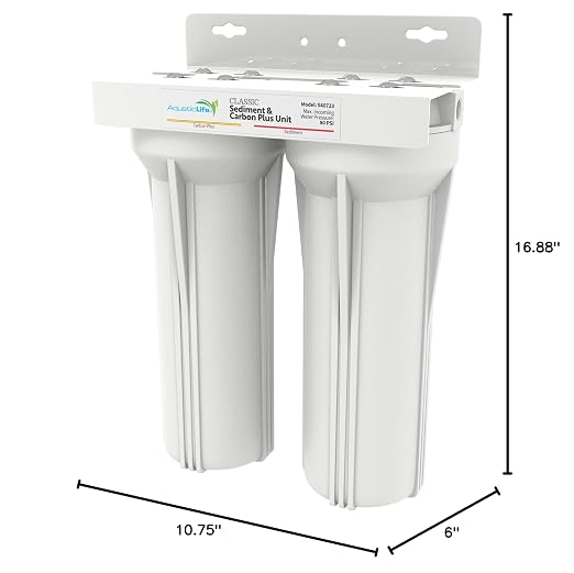 AquaticLife 2-Stage Sediment and Carbon Plus Water Filter System | Captures sediment and reduces chlorine and chloramine for freshwater aquarium water or pretreatment before RO/DI systems