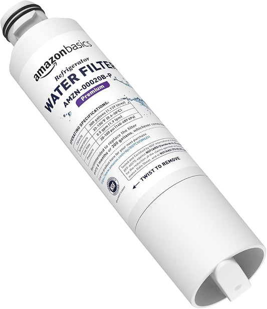 Amazon Basics Replacement Samsung DA29-00020B Refrigerator Water Filter Cartridge, NSF Certified, Reduces Contaminants, 3-Pack