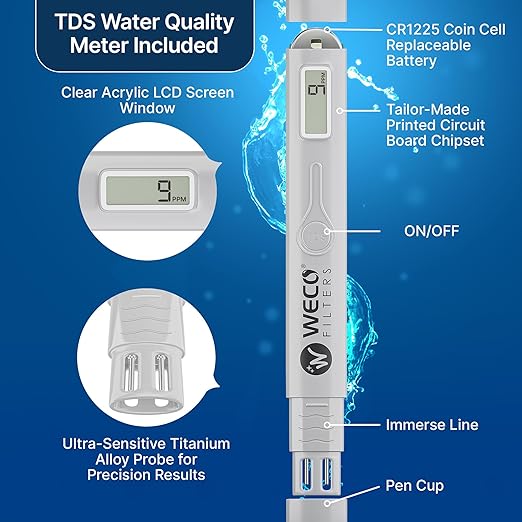 WECO TINY-150UVALK Reverse Osmosis Water Filter System - Compact 4-Stage RO Filtration with TFC Membrane and Lead-Free Faucet - Includes Water Tank