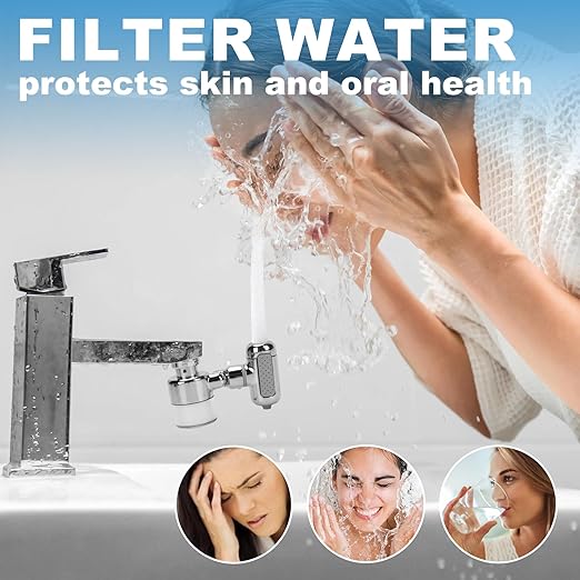 Sink Water Filter Faucet, 360 ° Rotating Kitchen Faucet Water Purifier, Bathroom Faucet Filter Removes Chlorine Fluoride Heavy Metals Hard Water for Home, Kitchen & Bathroom