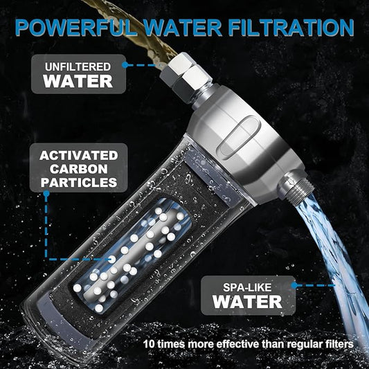 Carbon Shower Filter Cartridge 1PCS, Compatible with Shower Filter System, Reduces Chlorine, Heavy Metals & Impurities