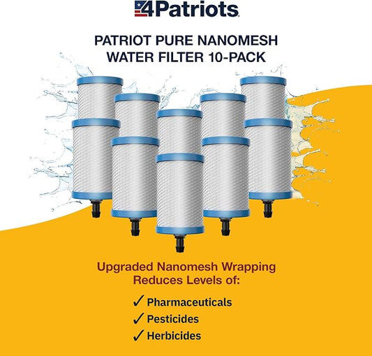Patriot Pure Nanomesh™ Water Filter For 200+ Contaminants, Good for up to 800 gallons (10-Pack)