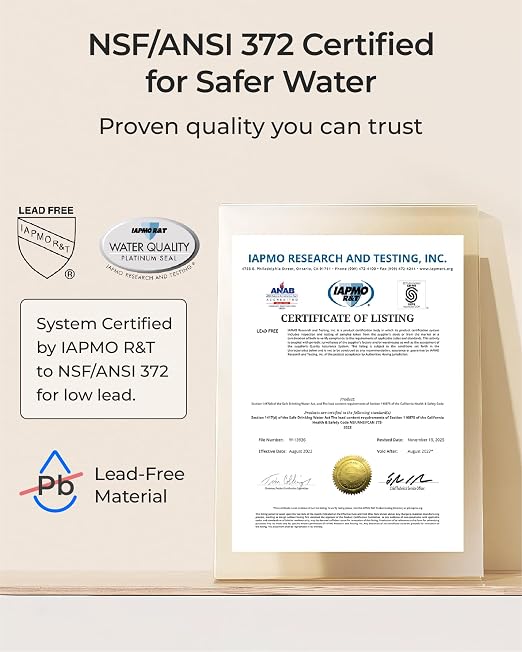 Waterdrop DLA Under Sink Water Filter System, No Drill Required, 2 Stage | Reduces Chlorine, PFAS, Bad Taste/Odor, Easy Installation, Filter Life Indicator, Under Sink Water Filtration System