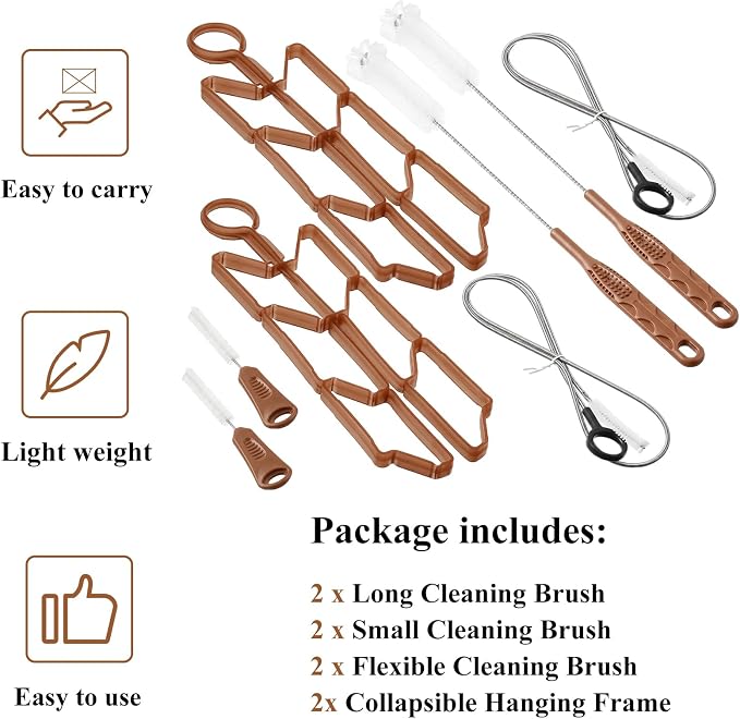 Patelai 8 in 1 Hydration Bladder Cleaning Kit Includes 3 Different Brushes and Drying Collapsible Bladder Frame, Water Reservoir Backpack Cleaning Kit