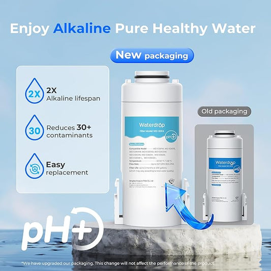 Waterdrop EDFA Alkaline Water Filter Replacement for ED01AW/ED01AB, 3 Pack | For Waterdrop ED01/ED02/ED04 Rechargeable Electric Pitchers, Improves pH, Lasts 3 Months or 200 Gallons