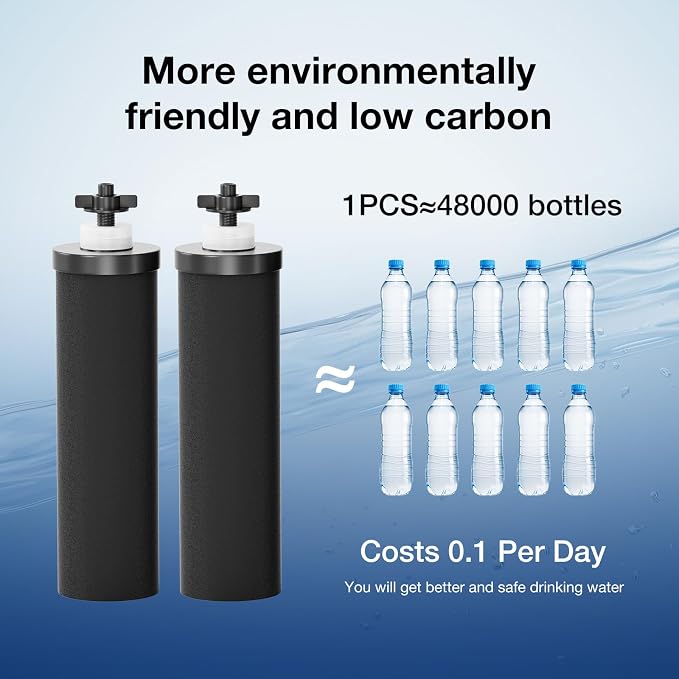 Black Purification Elements, Replacement for ProOne® and Berlkey® Big+ Gravity Water Filters System, NSF/ANSI 42&372 Certified Replacement Filter Elements, 0.01 Micron Filtration (2 Pack)