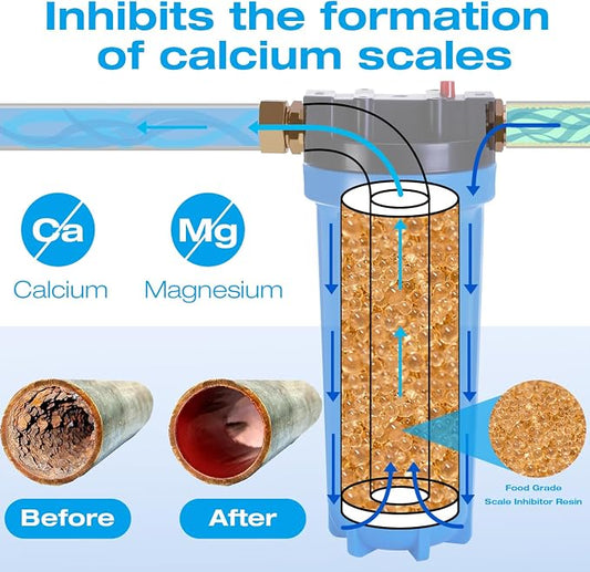 H&G Lifestyles 2.5 x 10 Water Descaler Filter Cartridge Replacement | Scale Calcium Inhibitor Inline Water Softener for Water Heater Anti-Scale Buildup Calcium Magnesium Removal