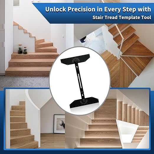 Stair Tread Template Tool,Stair Tread jig,Stair Gauge,from The JSZYO Renovation System,Stair Gauge Set,framing Square,Stair gauges for framing Square (Black)