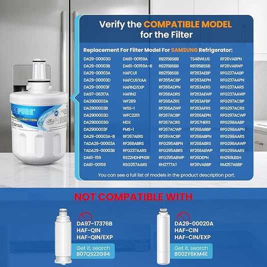 ICEPURE DA29-00003G Refrigerator Water Filter Replacement for Samsung DA29-00003B DA29-00003A DA29-00003D, Aqua-Pure Plus HAFCU1 RSG257AARS RFG237AARS RFG297AARS RS22HDHPNSR WF289 WSS-1 RWF1100A 2PACK