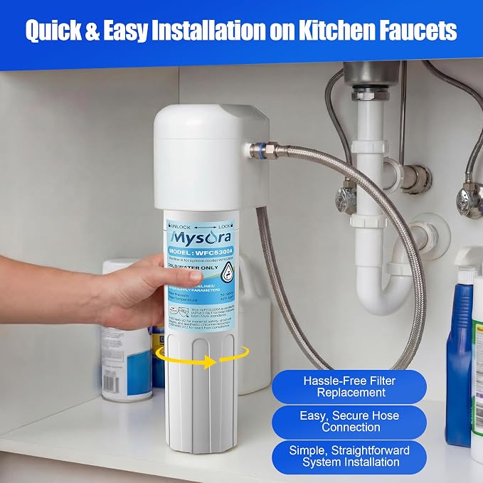 Under Sink Water Filter Replacement Compatible with PUREPLUS WFC5300A, 3 Years or 22000 Gallons Ultra Long Life, Under Sink Water Filtration for Kitchen & RV, Reduces Lead, Chlorine, Bad Taste