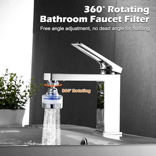 23 Pcs Sink Water Filter Faucet Set, Universal 360 ° Rotating Kitchen Faucet Water Purifier, Bathroom Faucet Filter Removes Chlorine Fluoride Hard Water for Home Kitchen w/20 Cartridge