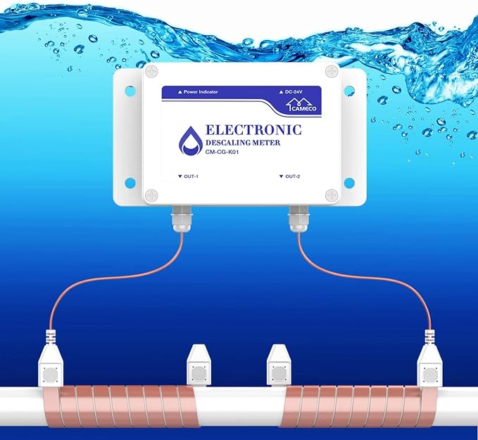 CAMECO Whole House Water Descaler System, Electronic Alternative Salt-Free Hard Water Conditioner, No Salt Water Softener, Limescale & Rust Removal, Reduces Hardness