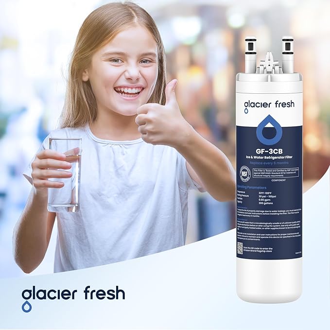 GLACIER FRESH WF3CB Refrigerator Water Filter Replacement for PureSource 3, 706465, WF425, PS3412266, AP4567491, 242017800 Refrigerator Water Filter, Pack of 3