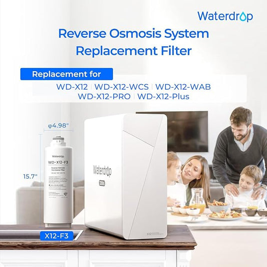 Waterdrop X12-F3 Filter, Replacement for All X12 1200 GPD Series RO System | 24-Month Lifetime, Reduce PFAS, Long Filter Lifespan, Enhanced Filtration