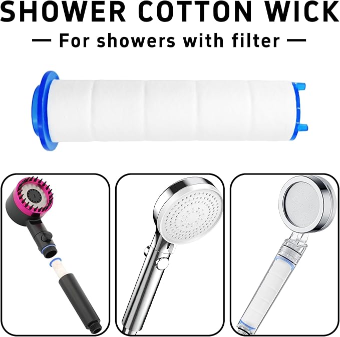 12Pcs 3” Shower Head Filter Cartridge, PP Cotton Replacement Filters for High Pressure Handheld Turbo Fan, Vortex Hydro Jet Shower Head, Improves Water Quality, Easy Install
