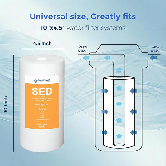 5 Micron 10" x 4.5" Whole House Sediment Water Filter Replacement Cartridge for DGD-5005,Culligan WH-HD200-C,HD-950A, AP817,RFC-BBSA, AP810, SED-154, 4PACK