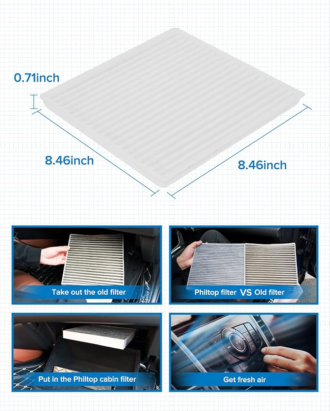PHILTOP HEPA Cabin Air Filter w/Activated Carbon, Compatible with CF9846A Toyota Prius, Sienna, 4Runner, FJ Cruiser, Celica, Subaru Outback, Legacy, B9 Tribeca, Tribeca, Mitsubishi Endeavor, Galant
