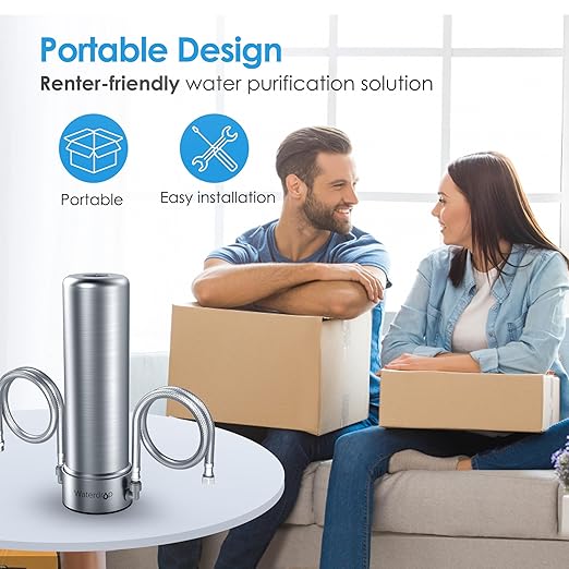 Waterdrop AS13 Under Sink Water Filter System, Reduces Lead, Chlorine | Reduces Bad Taste & Odor, PFAS, NSF/ANSI 42, No Drilling Required, 6 Stage Stainless Steel Under Sink Water Filtration System