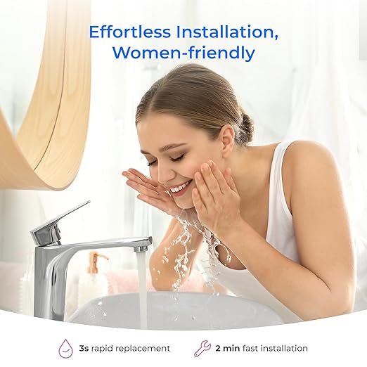 Waterdrop BFU1 Bathroom Sink Filter for Skincare, Strontium-enriched | Reduces 99.9% of Harmful Substance in Bathroom Sink Faucet, Reduces Skin Redness and Irritation, Cold Water Only