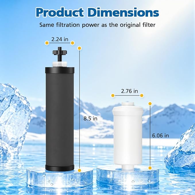 Water Filter Replacement Compatible with Ber-key ยฎ BB9-2 Gravity System | High-Efficiency Coconut Shell Activated Carbon for 250+ Contaminants, 4 Pack Black Carbon Filters