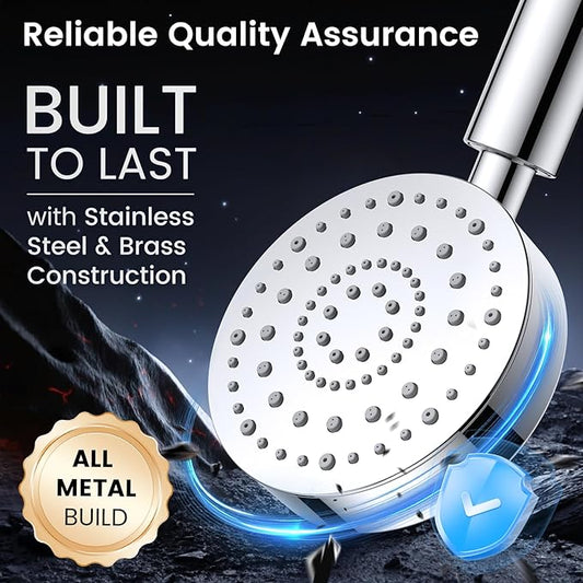 FEELSO Filtered Shower Head with Handheld, 6 Spray High Pressure ALL METAL Shower Head with Filters for Hard Water - Remove Chlorine, Reduce Dry Itchy Skin, Extra-long 72" Hose and Brass Holder