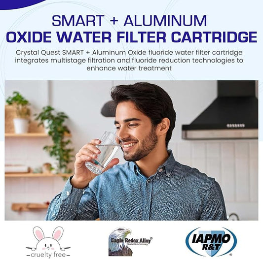 Crystal Quest SMART + Aluminum Oxide Water Filter Cartridge โ Reduces Fluoride & Chlorine โ 1-Micron Filtration for Clean, Great-Tasting Water โ Long-Lasting Performance