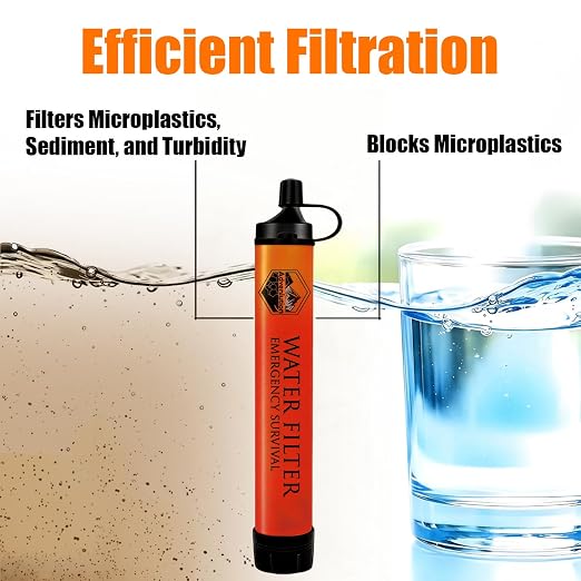 3-Pack Personal Water Filter Straw with Emergency Whistle | Portable Outdoor Survival Gear for Camping, Hiking, Backpacking, Hunting, Fishing, Travel & Home Car Emergency Evac Kits