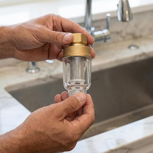 2 Pack Sediment Water Filter for Washing Machine, Reusable | Inline Water Pre-Filter with 3/4" Brass Adapters, 50 Micron Stainless Steel Screen Filter for Water Heaters, Showers, Faucet
