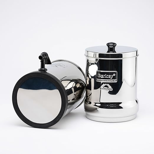 Travel Berkey Gravity-Fed Water Filter with 2 Black Berkey Elements + 2 Berkey PF-2 Fluoride and Arsenic Reduction Elements—Use at Home or Outdoors