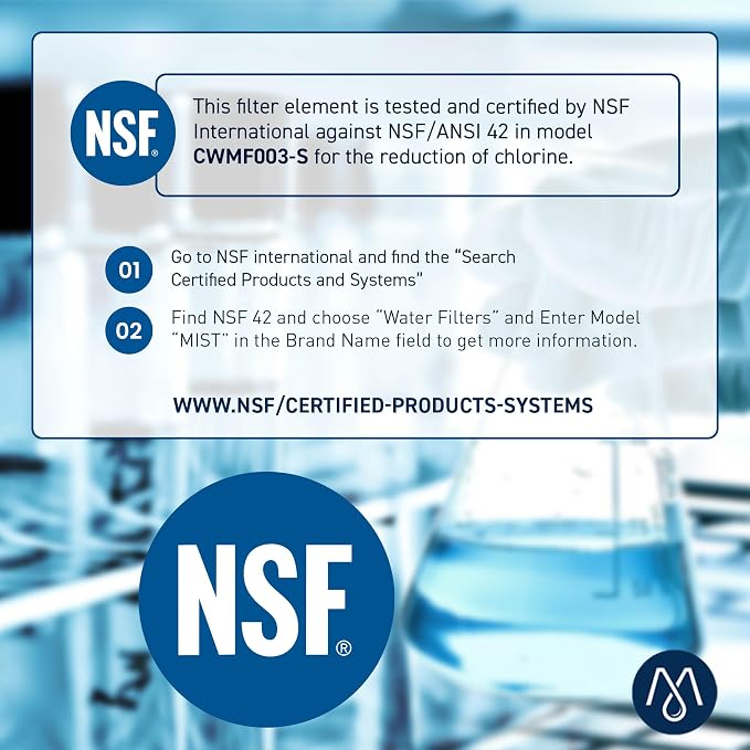 Mist EDR3RXD1 Refrigerator Water Filter Replacement for EveryDrop Filter 3, Whirlpool 4396841, 4396710, Kenmore 46-9030, 46-9083 – NSF 42 Certified – 3 Pack