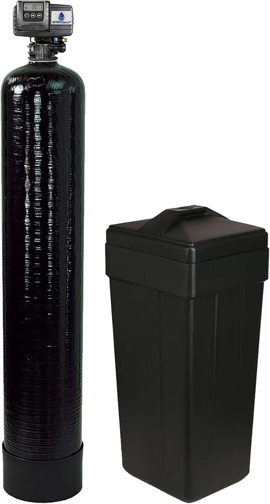 Loaded tank Metered water softener with 3/4" Fleck 5600SXT control, 48,000 grain capacity with by-pass valve