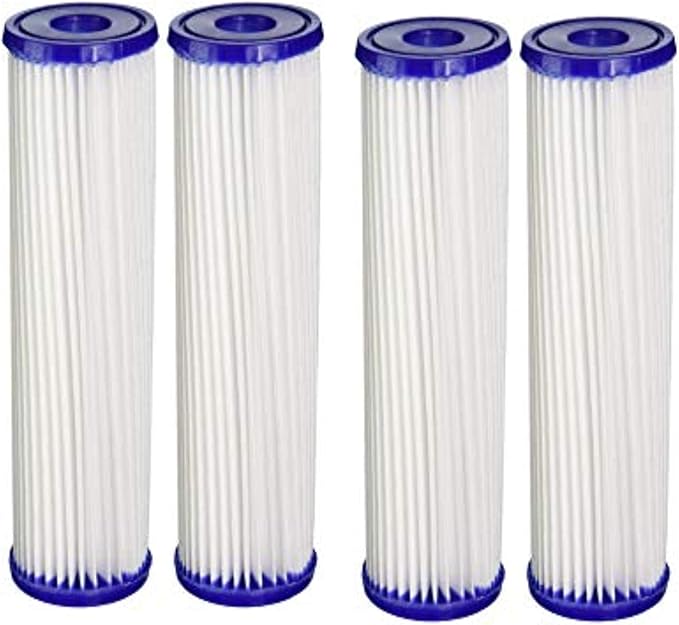 CFS 30 Micron Pleated Filters, Cold Plunge, Ice Bath & Whole House, 4 Pack | Washable, reusable pleats for ice bath chillers, well water & under sink systems; fits standard 10 x 2.5 in housings