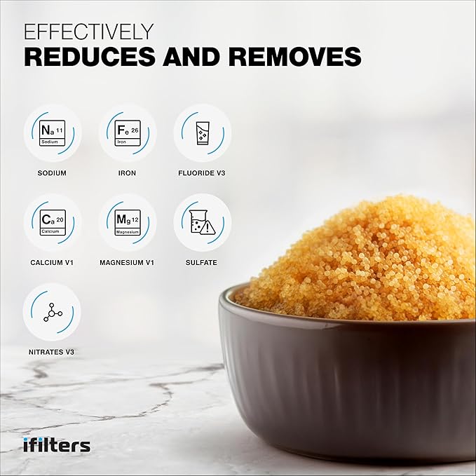 iFilters Water Softener Resin Media Replacement - 1/2 Cubic Foot (CuFt) | 100% Ion Exchange High Quality Premium Cation | 16,000 Grain Capacity | NSF Certified (MED-CAT-025/2)