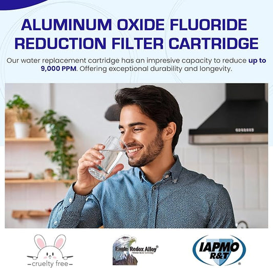 Crystal Quest Aluminum Oxide Fluoride Reduction Filter Cartridge, 2-7/8โ x 20, Advanced Media, 2.5 GPM Flow Rate, Reduces Fluoride Up to 9,000 ppm, Long-Lasting, Easy Installation & Maintenance