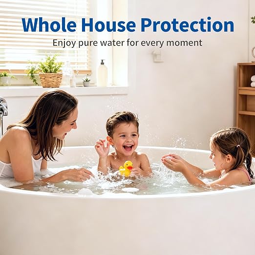 Whole House Water Filter Housing with 1 Pack PP Filter, 10"x4.5" Transparent Housing, Sediment Filter Reduces Sediment, Rust, Dirt, Pre-Filtration System for City and Well Water, Included 2 Vavles