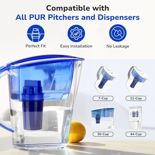 Fil-Fresh 4-Pack Water Filter Replacement for All PUR, PURPlus Water Pitchers and Dispensers, Replace PPF900Z, NSF Certified, Advanced Version