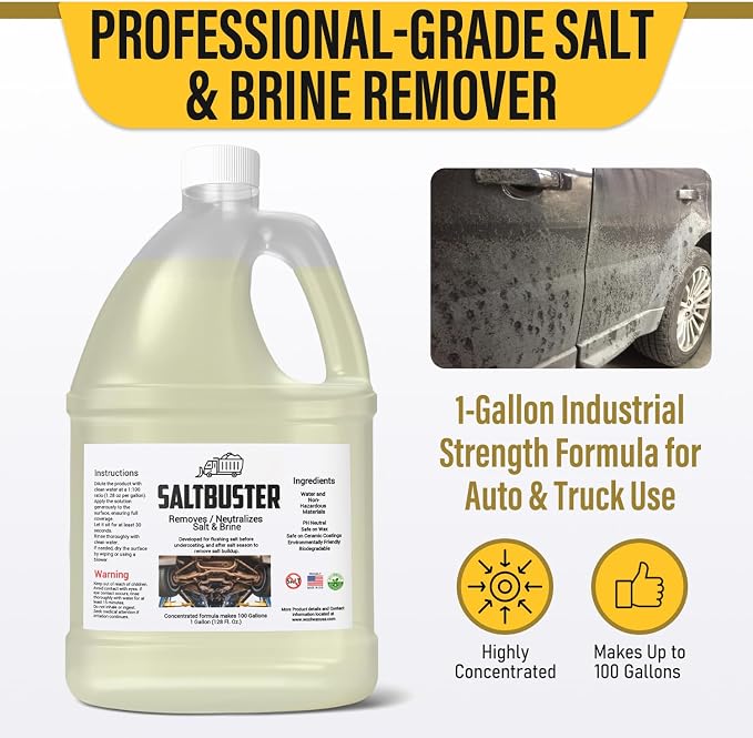 woolwax SALTBUSTER Salt & Brine Remover/Neutralizer for Auto & Trucks, Concentrated PH Neutral Formula, 1 Gallon Makes 100 Gallons