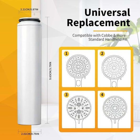 6-Pack Filter Cartridges Compatible with Cobbe Handheld Showerheads | White cartridge-only set for routine showerhead filter replacement and maintenance; shower head not included