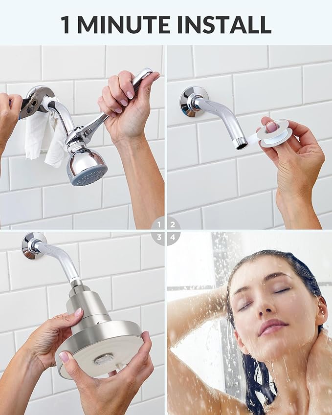 SANYCASA Filtered Shower Head for Hard Water, Removes Chlorine & Heavy Metals, KDF-55 Filter for Healthier Hair & Skin, Protects Colored Hair, High Pressure, Dermatologist Recommended(BNP)