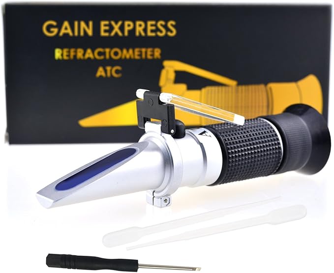 3-in-1 Automotive Battery Antifreeze Refractometer, -60~0°C Ethylene/ -50~0°C Propylene Glycol/ 1.100-1.400 Battery Fluids Specific Gravity, Battery Charge Test Cooling System Coolant Freezing Point