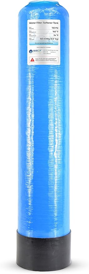 WECO Mineral Tank for Water Softener/Filter - Polyethylene Inner Shell Pressure Vessel with 2.5" Top Opening - 150 PSI Max Pressure - 120 °F Max Temperature - 7x35, BLUE