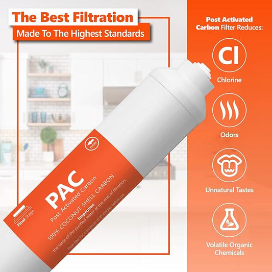 Express Water – 1 Pack Post Activated Carbon Water Filter Replacement – 5 Micron – 10 Inch – Under Sink and Reverse Osmosis System